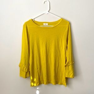 Anthropologie Top with Ruffle Sleeves Size Small